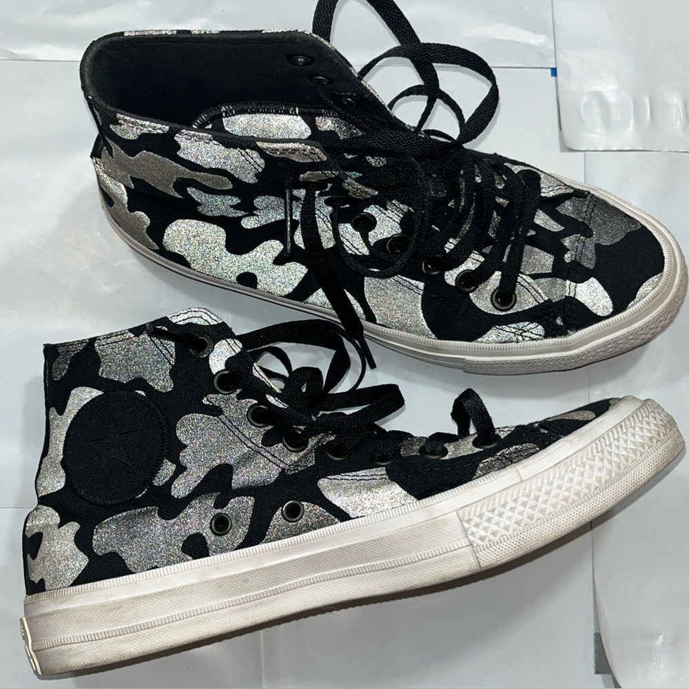 Converse Black Gray Camo High Tops Lunarlon Chuck Taylor All Star Men 7, Women 9